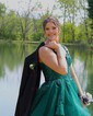 Ball Gown/Princess Off-the-shoulder Glitter Sweep Train Prom Dresses With Appliques Lace