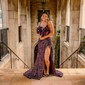 Trumpet/Mermaid V-neck Velvet Sequins Sweep Train Prom Dresses With Split Front