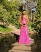 Glitter Sheath/Column V-neck Feathers Prom Dresses