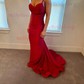 Trumpet/Mermaid Cowl Neck Stretch Crepe Sweep Train Prom Dresses With Ruched