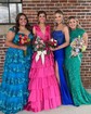 Ball Gown/Princess Off-the-shoulder Tulle Sweep Train Prom Dresses With Appliques Lace