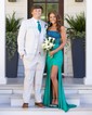 Elegant Sheath/Column Satin Beaded Ruched Prom Dresses