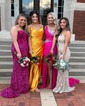 Unique Sheath/Column Jersey One Shoulder Beaded Prom Dresses