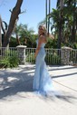 Sheath/Column Straight Lace Tulle Sweep Train Prom Dresses With Appliques Lace