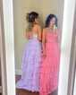 Corset Ball Gown/Princess Chiffon Appliques Tiered Prom Dresses