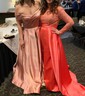 Ball Gown Off-the-shoulder Satin Floor-length Pockets Prom Dresses