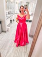 Ball Gown Off-the-shoulder Satin Floor-length Pockets Prom Dresses