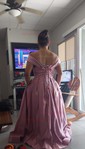 Ball Gown Off-the-shoulder Satin Floor-length Pockets Prom Dresses