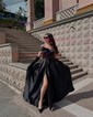 Ball Gown Off-the-shoulder Satin Floor-length Pockets Prom Dresses