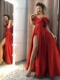 Ball Gown Off-the-shoulder Satin Floor-length Pockets Prom Dresses