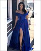 Ball Gown Off-the-shoulder Satin Floor-length Pockets Prom Dresses