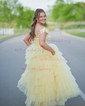 Cute Ball Gown/Princess Tulle Ruffle Floral Prom Dresses