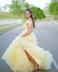 Cute Ball Gown/Princess Tulle Ruffle Floral Prom Dresses