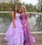 Glitter Ball Gown/Princess Ruched Floral Prom Dresses