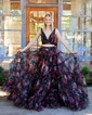 Puffy Ball Gown/Princess Tulle V-neck Ruffle Prom Dresses