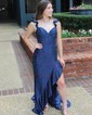 Modest Sheath/Column Satin Sweetheart Beaded Prom Dresses