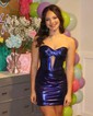 Sweetheart Metallic Ruched Bodycon Homecoming Dresses