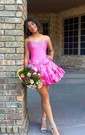 Unique Skater Taffeta Beaded Ruffle Homecoming Dresses