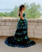 Ball Gown/Princess Off-the-shoulder Tulle Sweep Train Prom Dresses With Appliques Lace