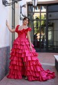 Unique Ball Gown/Princess Taffeta Tiered Ruffle Prom Dresses