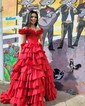 Unique Ball Gown/Princess Taffeta Tiered Ruffle Prom Dresses