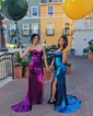 Corset Sheath/Column Metallic Sweetheart Ruched Prom Dresses