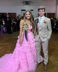 Glitter Ball Gown/Princess Straight Tiered Ruffle Prom Dresses