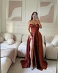 A-line Sweetheart Silk-like Satin Floor-length Prom Dresses With Split Front