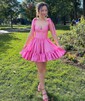 Unique Skater Taffeta Sweetheart Ruffle Homecoming Dresses