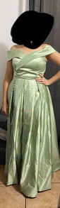 Ball Gown/Princess Sweep Train Off-the-shoulder Satin Pockets Prom Dresses