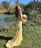 Trumpet/Mermaid V-neck Jersey Sweep Train Beading Prom Dresses