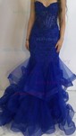 Trumpet/Mermaid Sweetheart Tulle Floor-length Beading Prom Dresses