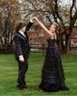 Ball Gown/Princess Off-the-shoulder Tulle Sweep Train Prom Dresses With Appliques Lace