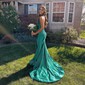 Trumpet/Mermaid Sweetheart Silk-like Satin Sweep Train Prom Dresses With Split Front