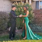 Trumpet/Mermaid Sweetheart Silk-like Satin Sweep Train Prom Dresses With Split Front