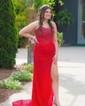 Sparkly Sheath/Column Sequin Beaded Ruched Prom Dresses