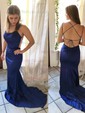 Sheath/Column Scoop Neck Satin Prom Dresses With Ruched