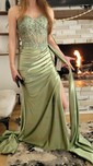 Trumpet/Mermaid Sweetheart Silk-like Satin Sweep Train Prom Dresses With Split Front