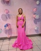 Unique Trumpet/Mermaid One Shoulder Two Piece Prom Dresses