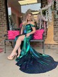 Sparkly Mermaid Off-the-shoulder Metallic Prom Dresses with Ruched