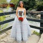 Glitter Ball Gown/Princess Sweetheart Tiered Ruffle Prom Dresses