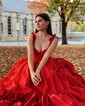 Puffy Ball Gown/Princess Satin Sweetheart Ruffle Prom Dresses