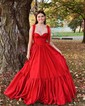 Puffy Ball Gown/Princess Satin Sweetheart Ruffle Prom Dresses