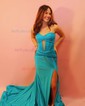 Glitter Trumpet/Mermaid Sweetheart Ruched Split Prom Dresses