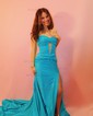 Glitter Trumpet/Mermaid Sweetheart Ruched Split Prom Dresses