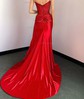 Corset Sheath/Column Satin V-neck Beaded Ruched Prom Dresses