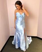 Elegant Trumpet/Mermaid Satin Sweetheart Split Prom Dresses