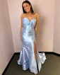 Elegant Trumpet/Mermaid Satin Sweetheart Split Prom Dresses