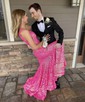 Trumpet/Mermaid One Shoulder Sequined Floor-length Prom Dresses