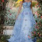 Ball Gown/Princess Off-the-shoulder Tulle Sweep Train Prom Dresses With Appliques Lace